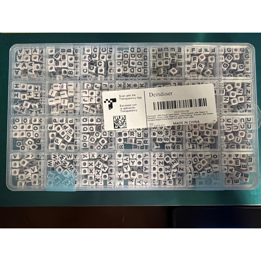 Deinduser 1064 Pcs White Square Letter Beads Acrylic Alphabet for Jewelry Making